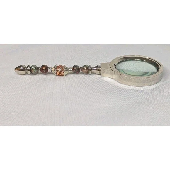 Beaded Desk Magnifying Glass with Gemstone Beads - 6 inches - Picture 5 of 6